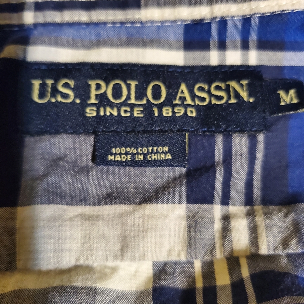 Upgrade Your Style with US Polo Assn Blue Plaid Shirt M - Picture 6 of 10